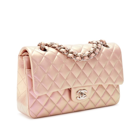 **SOLD** Chanel Iridescent Pink Quilted Lambskin Ballet Slippers Double Flap Bag - Picture 5 of 12